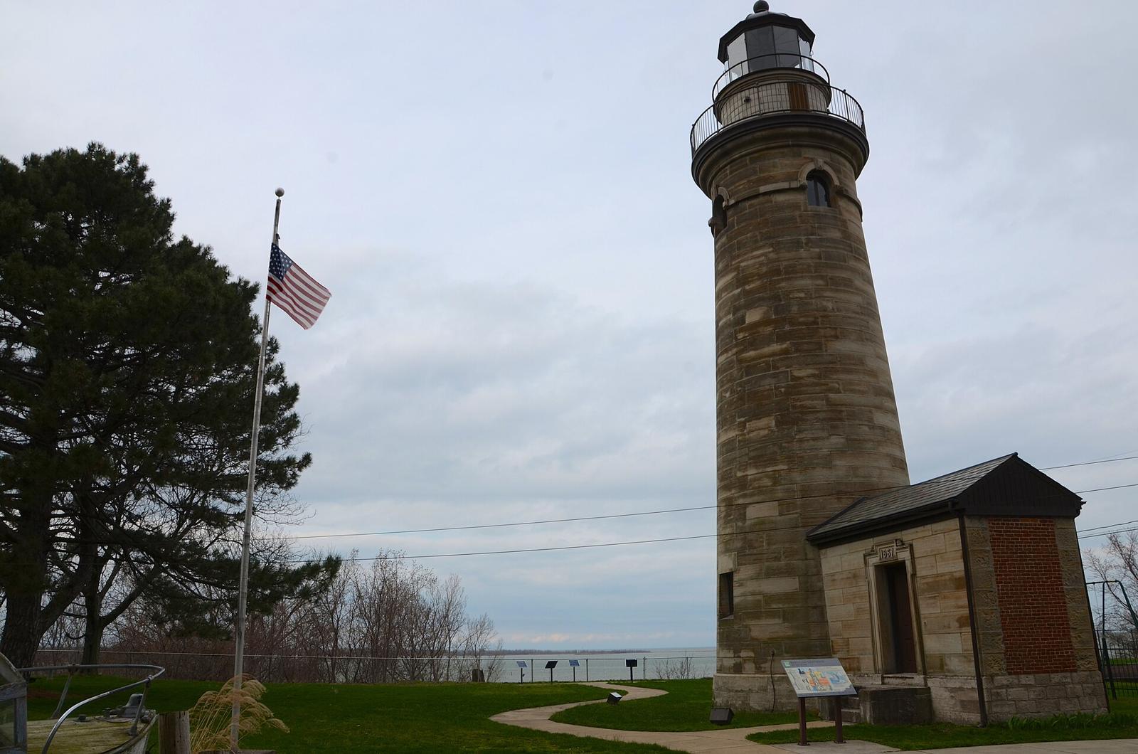 The Erie Land Lighthouse, on the bluff east of downtown.